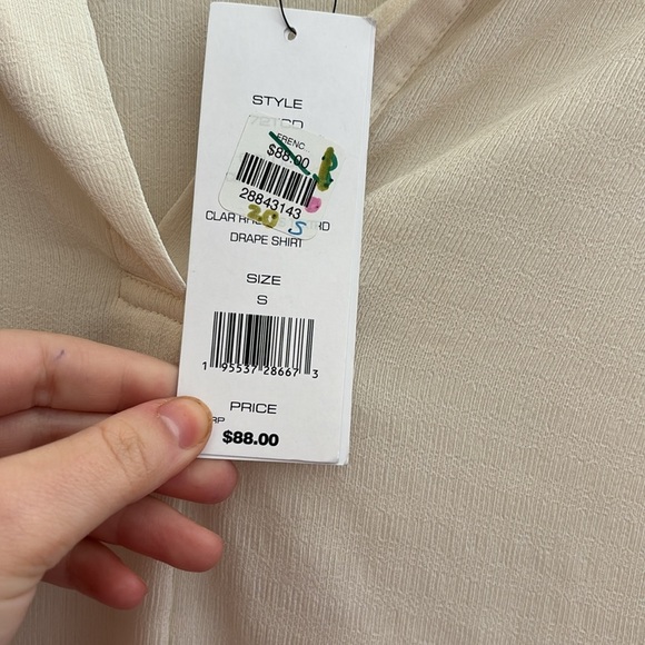 French Connection Cream Drape Shirt Size Small NWT‎ - Picture 4 of 5